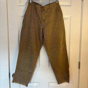 Aerie Cotton-Linen Blend Pocket Cargo Pants, Size Medium, Tan/Camel/Khaki Beige